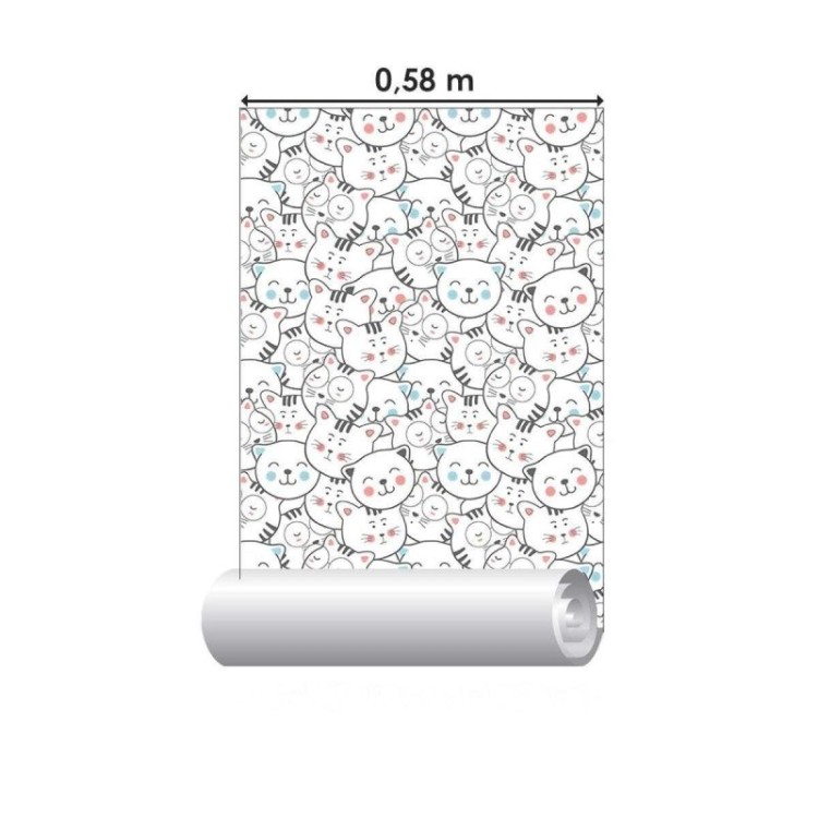 Papel de Parede Adesivo Gatinhos Minimalistas...
