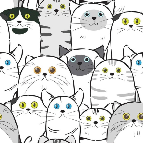 Papel de Parede Adesivo Gatinhos Minimalistas N04049