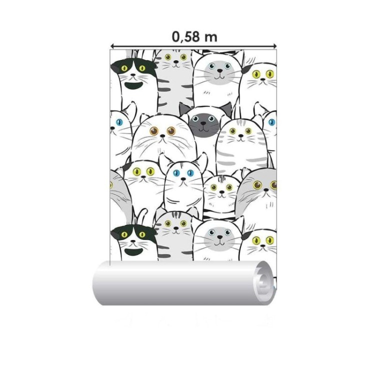 Papel de Parede Adesivo Gatinhos Minimalistas...
