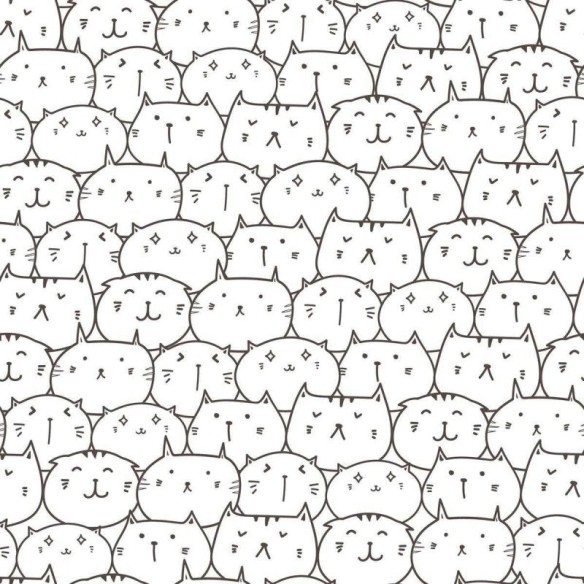 Papel de Parede Adesivo Gatinhos para Colorir N04043
