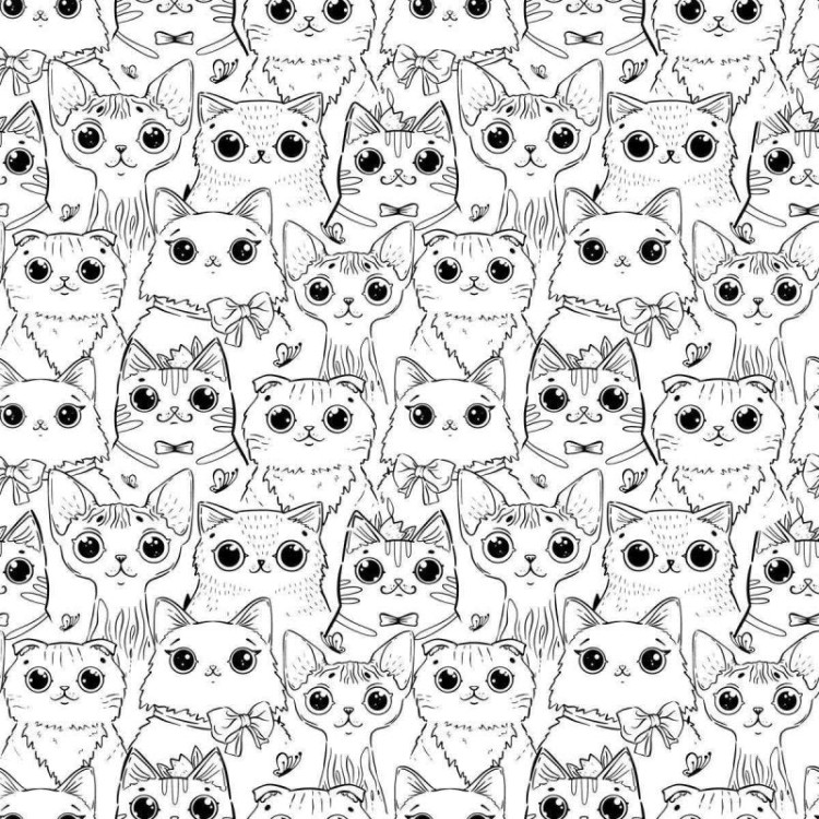 Papel de Parede Adesivo Gatinhos Preto e Branco...