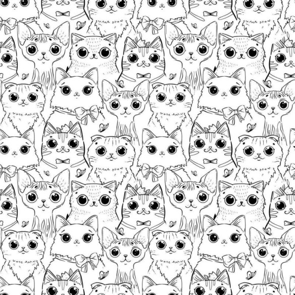 Papel de Parede Adesivo Gatinhos Preto e Branco N04052