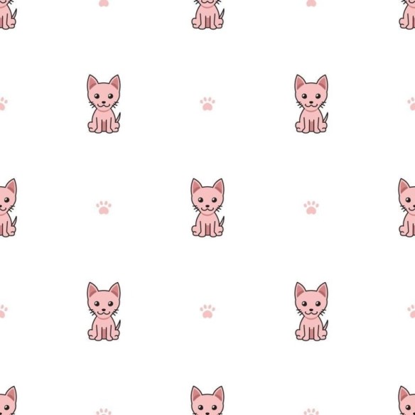 Papel de Parede Adesivo Gatinhos Rosa Cartoon N08026