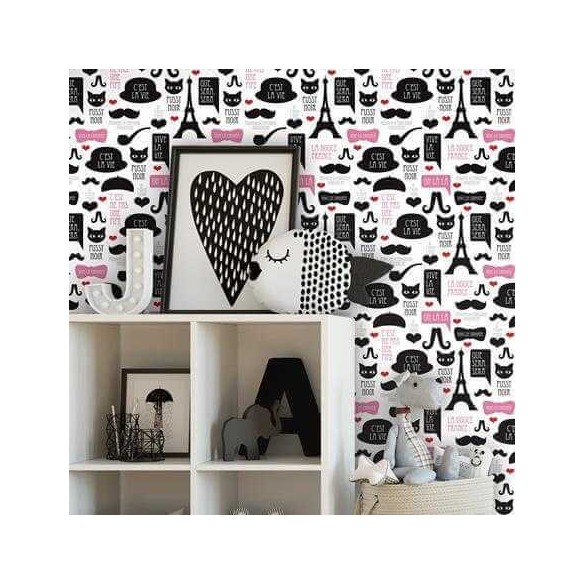 Papel de Parede Adesivo Gato Paris 121962679