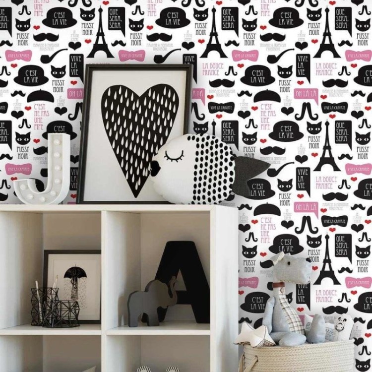Papel de Parede Adesivo Gato Paris 121962679