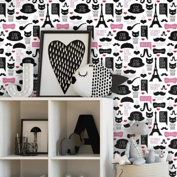 Papel de Parede Adesivo Gato Paris 121962679