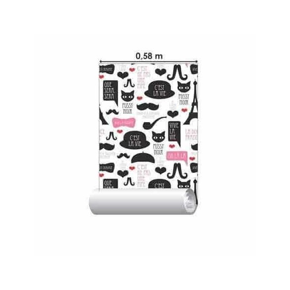 Papel de Parede Adesivo Gato Paris 121962679
