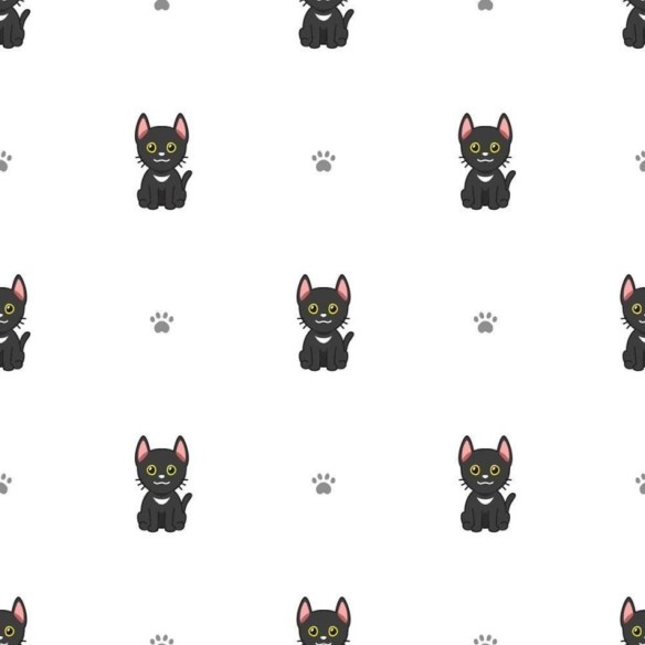 Papel de Parede Adesivo Gato Preto Infantil N08022
