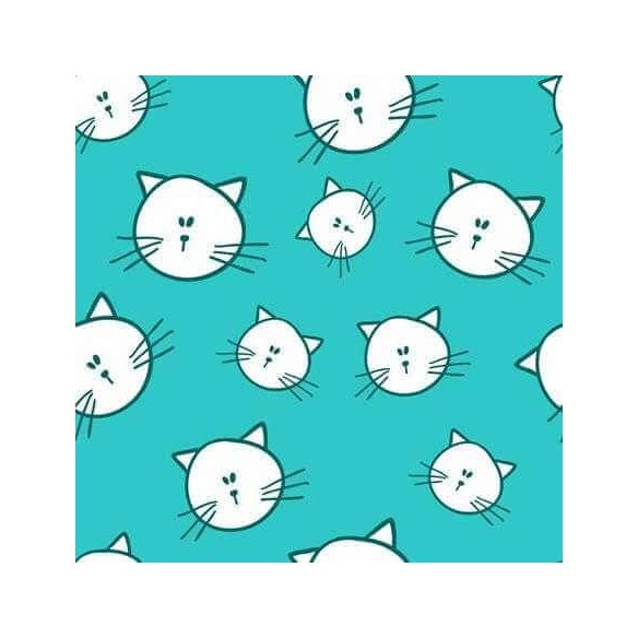 Papel de Parede Adesivo Gato Verde e Branco 210372754