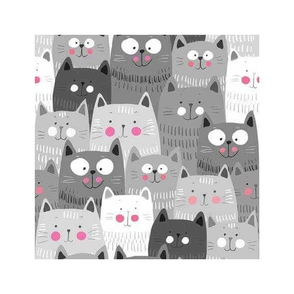 Papel de Parede Adesivo Gatos Cinza Infantil 365928