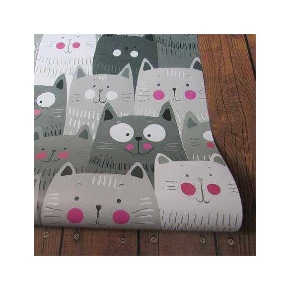 Papel de Parede Adesivo Gatos Cinza Infantil 365928