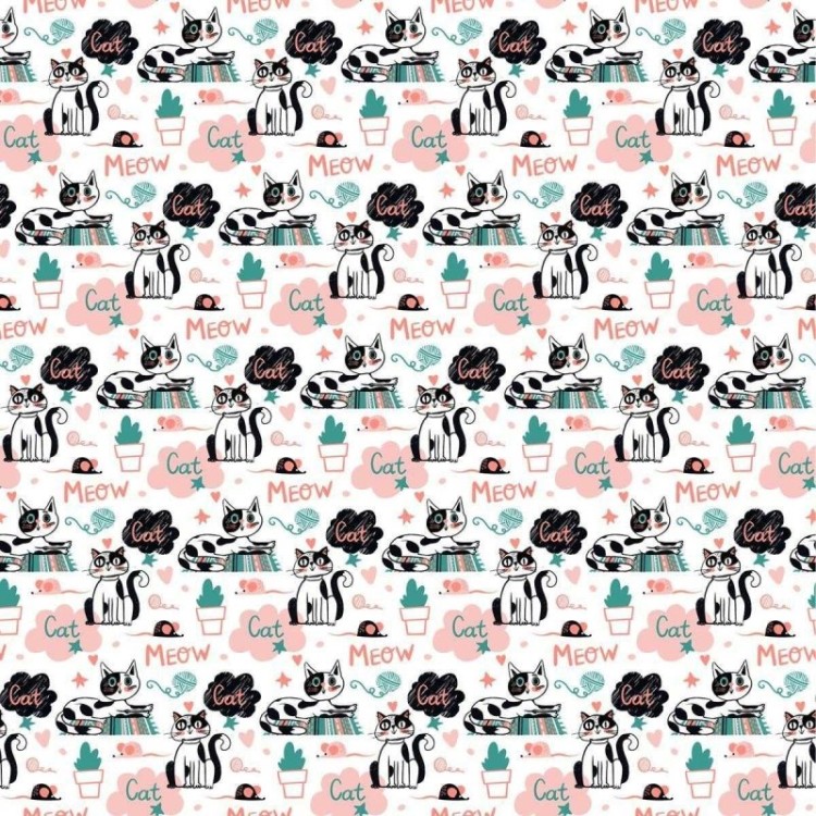 Papel de Parede Adesivo Gatos e Cactus N04058