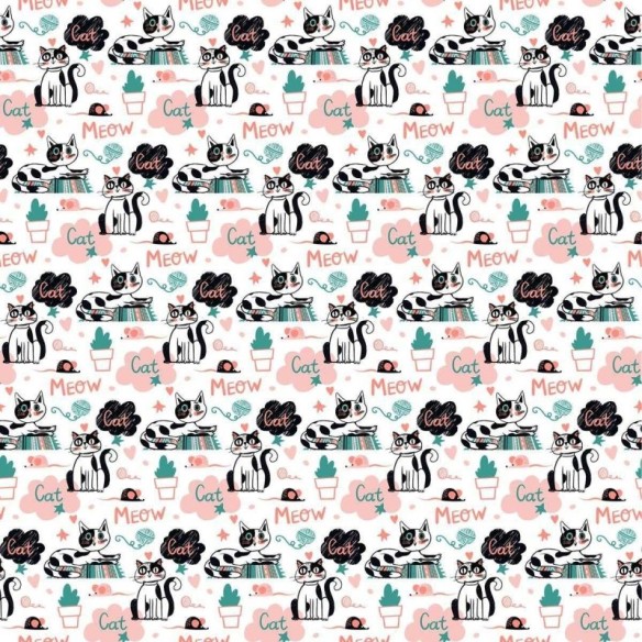 Papel de Parede Adesivo Gatos e Cactus N04058