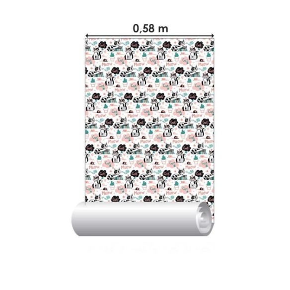 Papel de Parede Adesivo Gatos e Cactus N04058