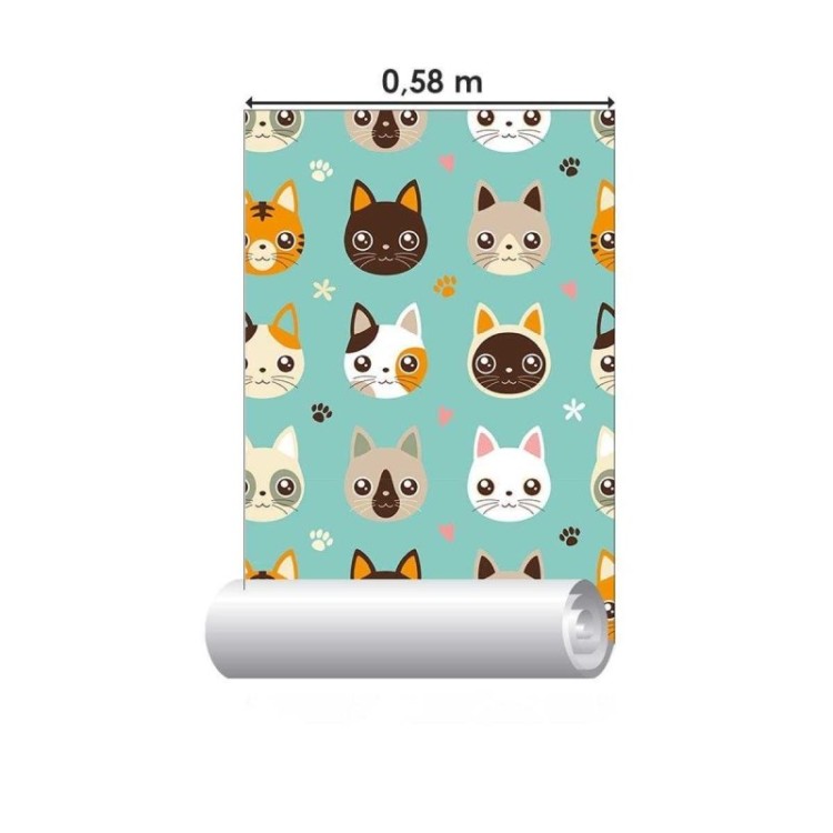Papel de Parede Adesivo Gatos em Fundo Azul N04297