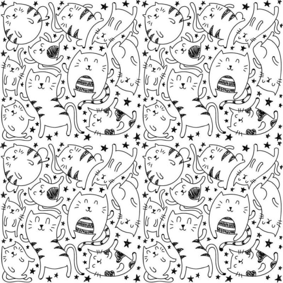 Papel de Parede Adesivo Gatos para colorir N04253, desenho de gatos para  colorir 