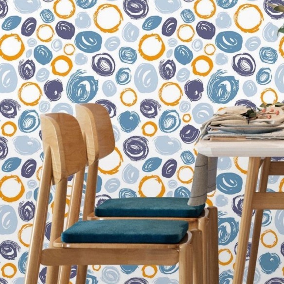 Papel de Parede Adesivo Abstrato Bolinhas N017037