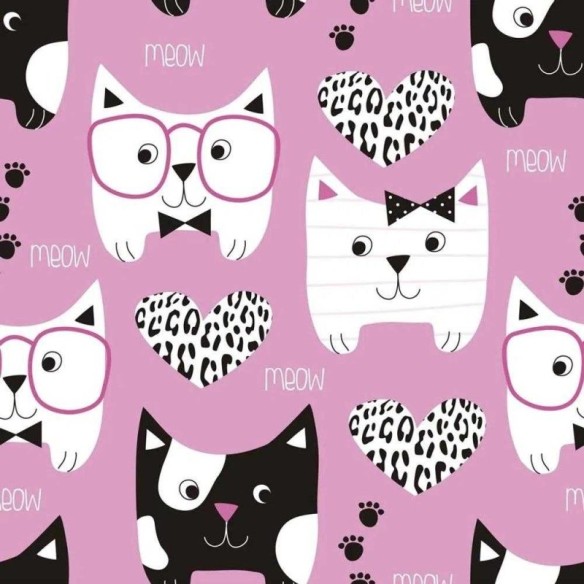 Papel de Parede Adesivo Gatos Rosa 254915458