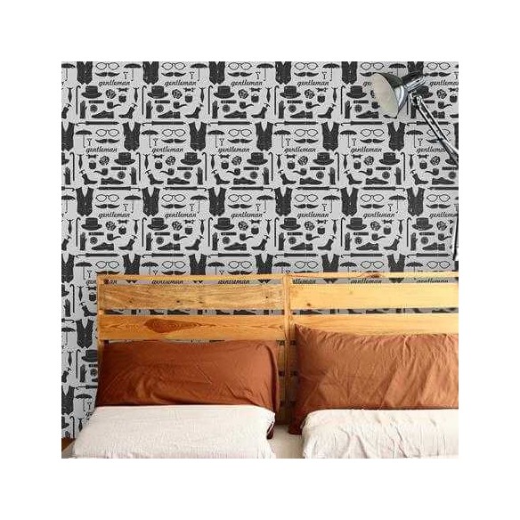 Papel de Parede Adesivo Gentleman Preto e Cinza 132034391