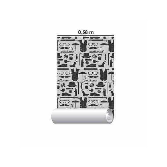 Papel de Parede Adesivo Gentleman Preto e Cinza 132034391