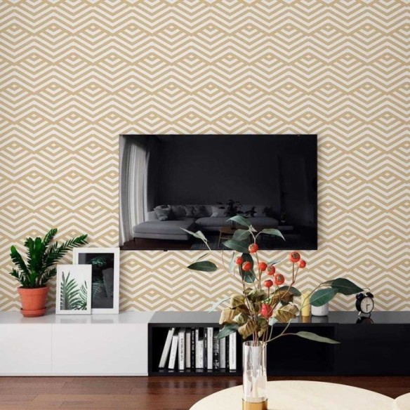Papel de Parede Adesivo Geomátrico Retrô Amarelo N06137