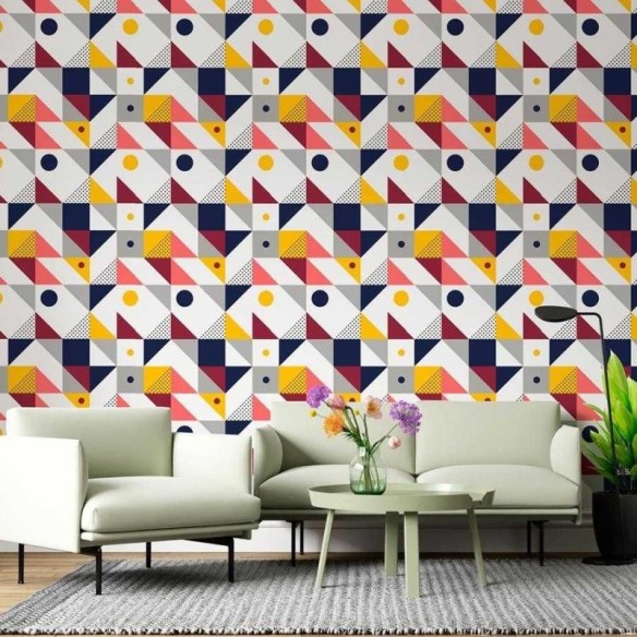 Papel de Parede Adesivo Geomátrico Retrô N06136