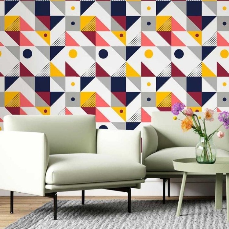 Papel de Parede Adesivo Geomátrico Retrô N06136