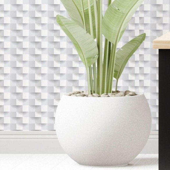 Papel de Parede Adesivo Geométrico 3D Cinza N017019