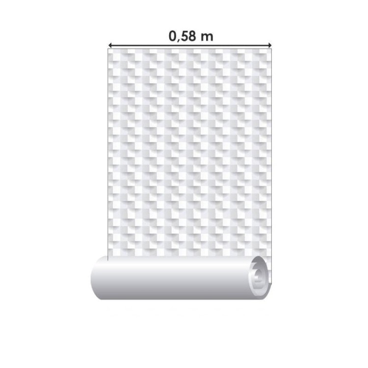 Papel de Parede Adesivo Geométrico 3D Cinza...
