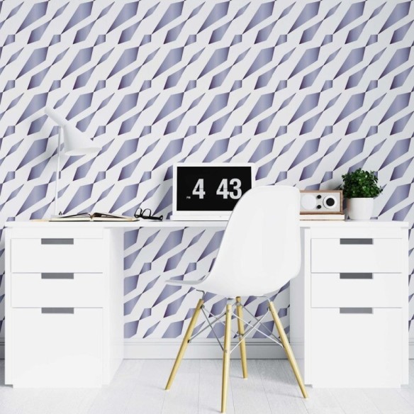 Papel de Parede Adesivo Geométrico Abstrato Azul Metálico N07019