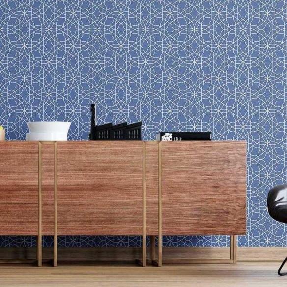 Papel de Parede Adesivo Geométrico Abstrato Azul N05216