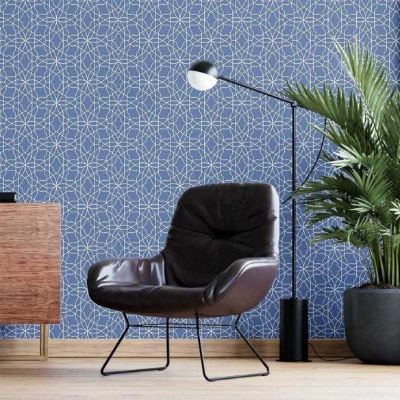 Papel de Parede Adesivo Geométrico Abstrato Azul N05216
