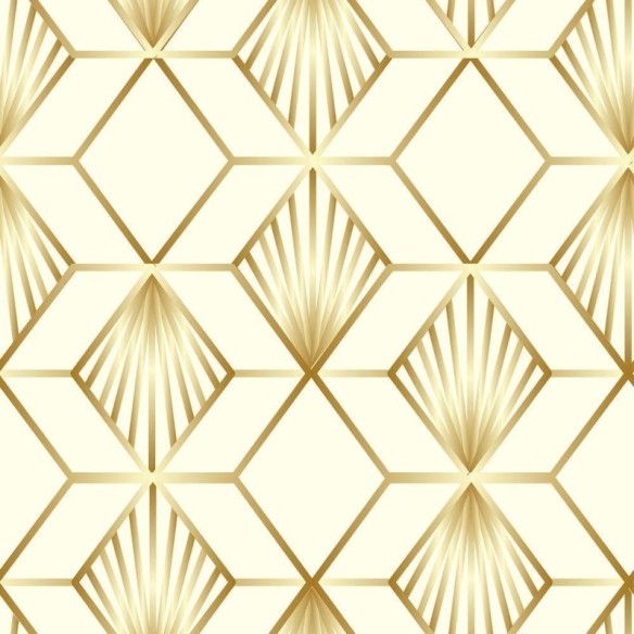 Papel de Parede Adesivo Geométrico Abstrato Dourado N08130