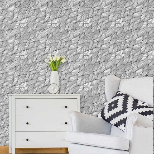 Papel de Parede Adesivo Abstrato Branco e Preto 0305