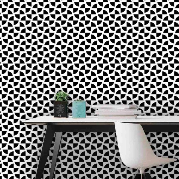 Papel de Parede Adesivo Abstrato Branco e Preto 279985388