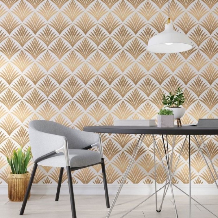 Papel de Parede Adesivo Geométrico Art Déco...