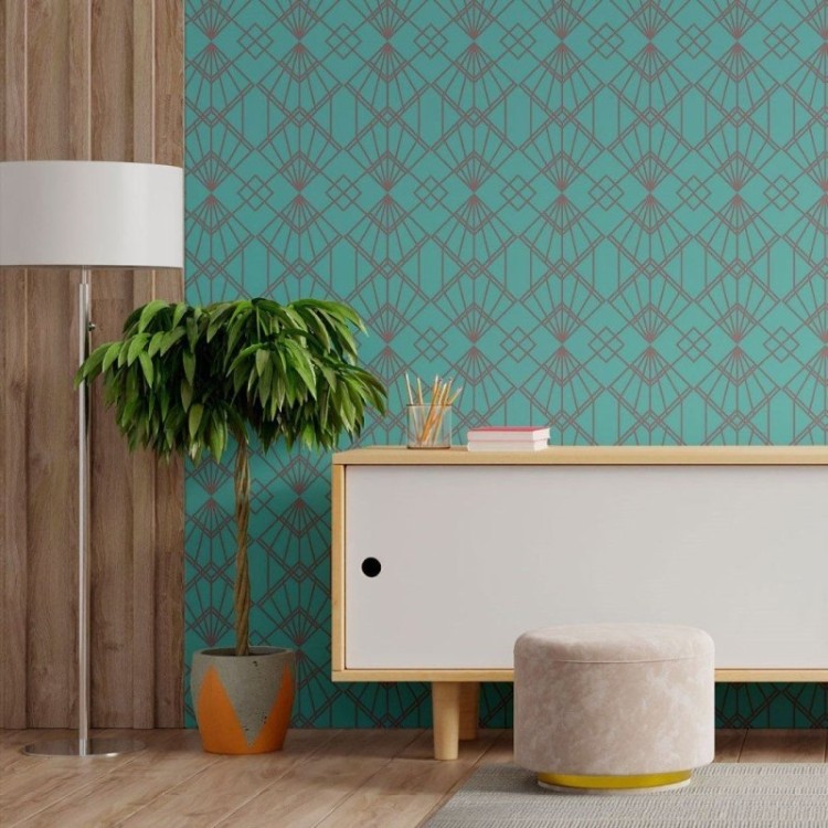 Papel de Parede Adesivo Geométrico Art Déco...