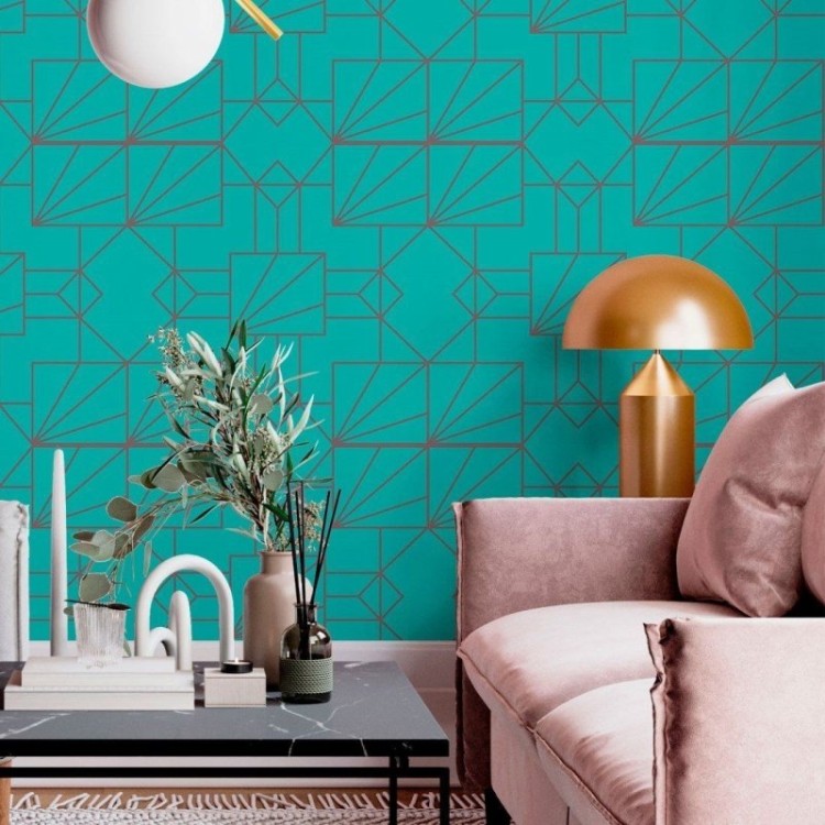 Papel de Parede Adesivo Geométrico Art Déco...