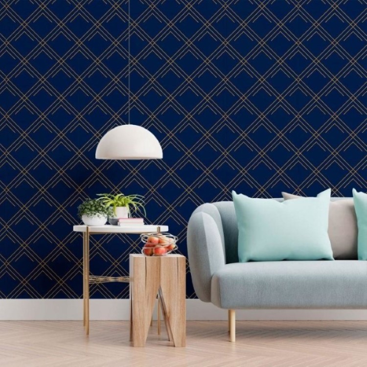 Papel de Parede Adesivo Geométrico Art Déco...