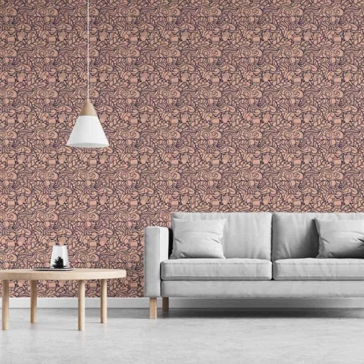 Papel de Parede Adesivo Abstrato Cáfé Rosa N03083