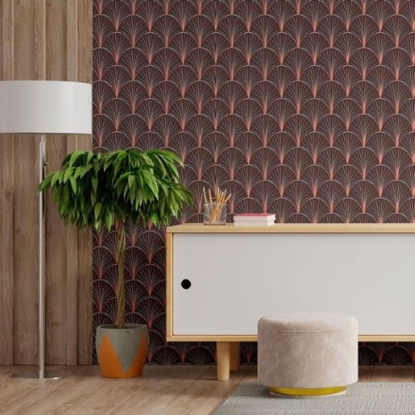 Papel de Parede Adesivo Geométrico Art Déco Rose N013016
