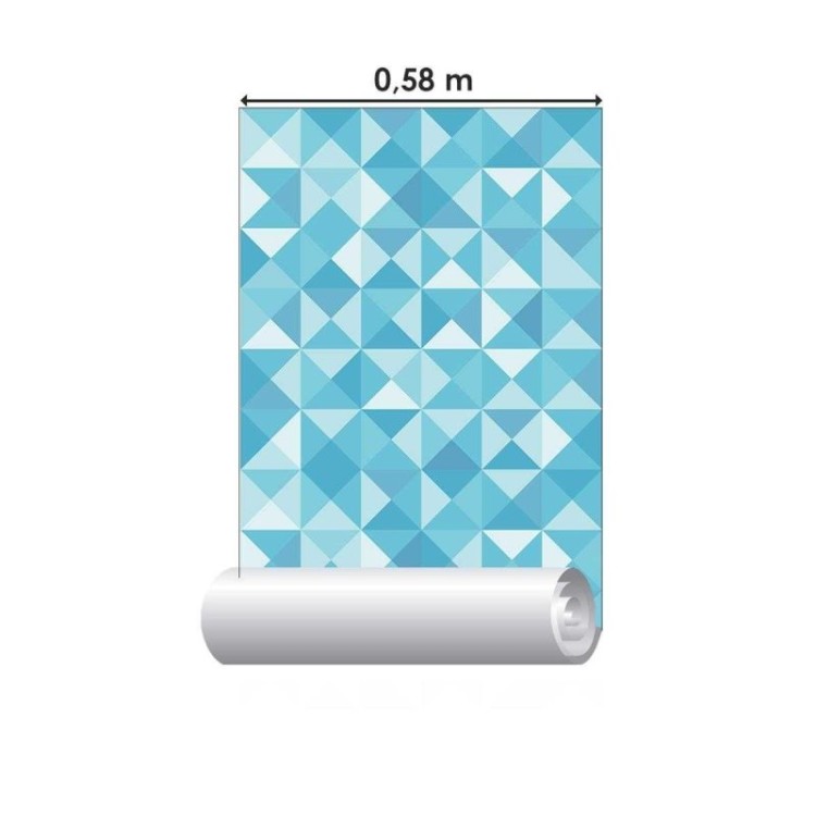 Papel de Parede Adesivo Geométrico Azul e...