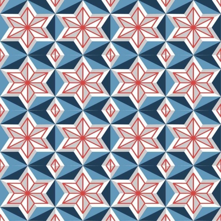Papel de Parede Adesivo Geométrico Azul e...
