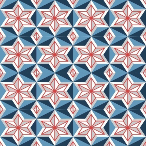Papel de Parede Adesivo Geométrico Azul e vermelho N04099