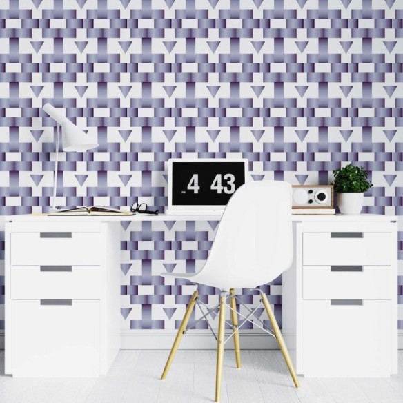 Papel de Parede Adesivo Geométrico Azul Metalizado N07018