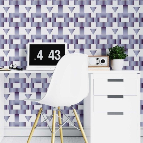 Papel de Parede Adesivo Geométrico Azul Metalizado N07018