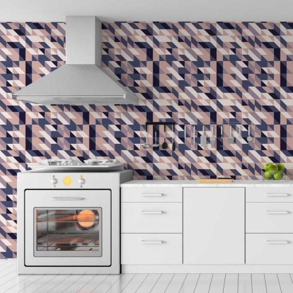 Papel de Parede Adesivo Geométrico Bege e Cinza N06182