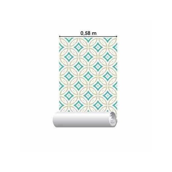 Papel de Parede Adesivo Geométrico Bege e Verde 140200384