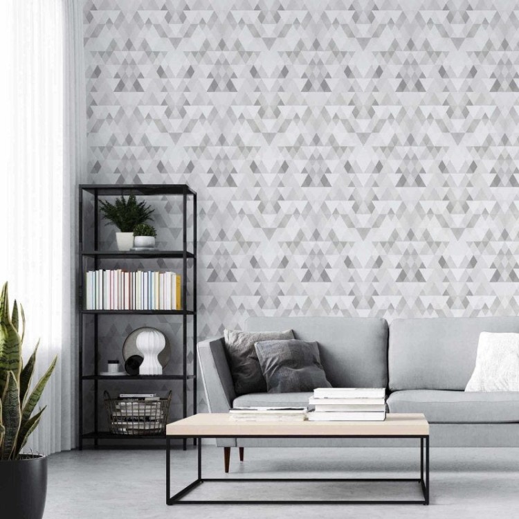 Papel de Parede Adesivo Geométrico Cinza 02763