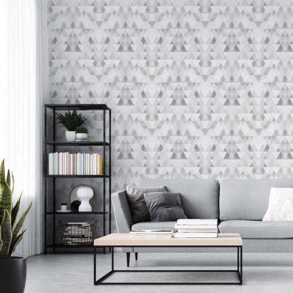 Papel de Parede Adesivo Geométrico Cinza 02763